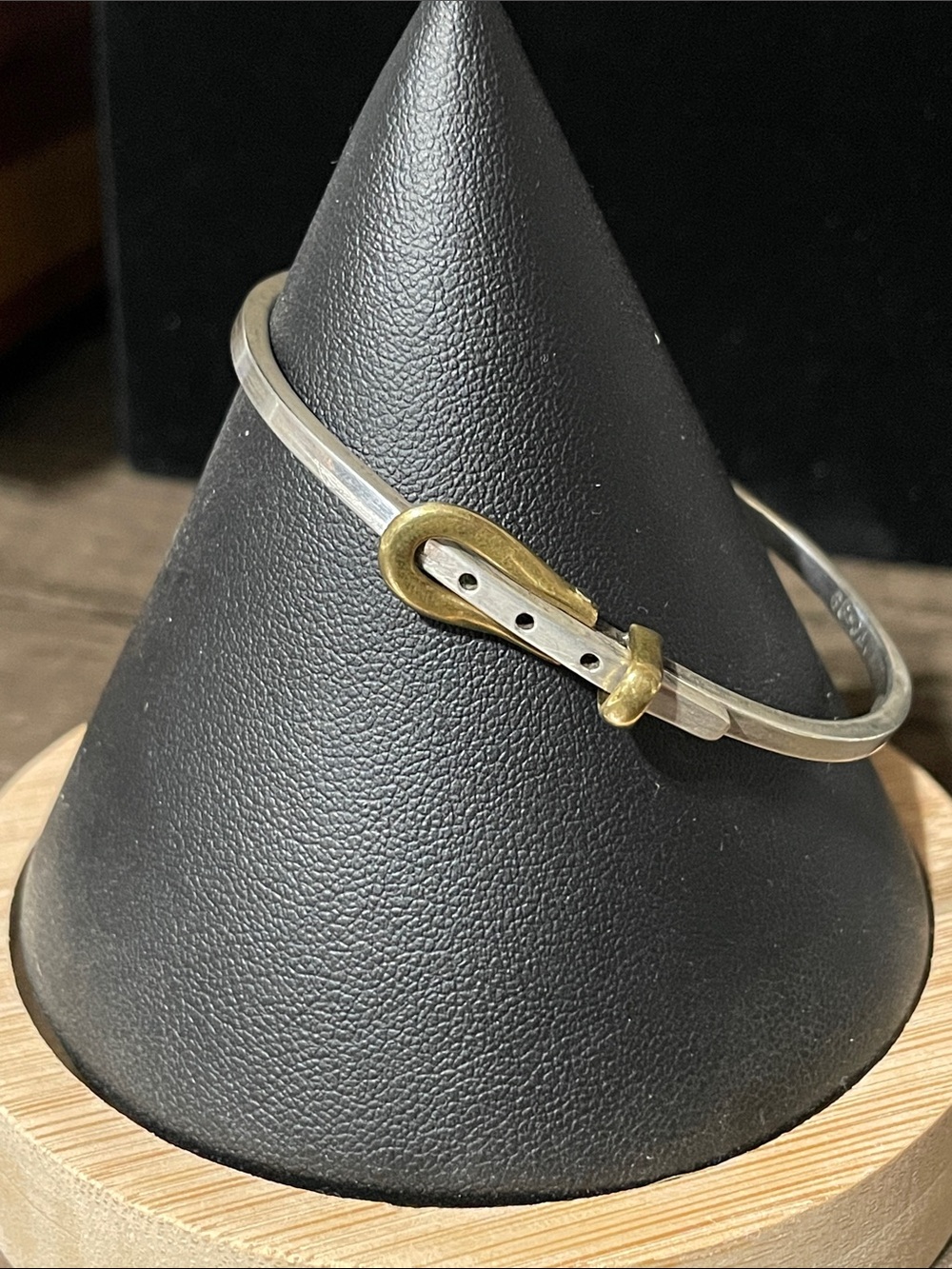 Sterling silver and brass Mixed Metal Buckle Bangle Bracelet - Silver & Brass